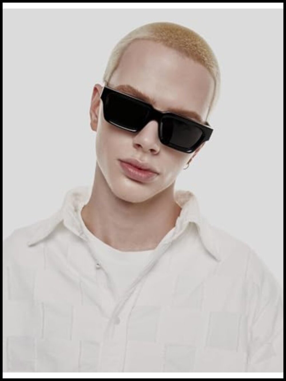 Retro Rectangle Sunglasses UV400 Acetate Frame Unisex Gift Set